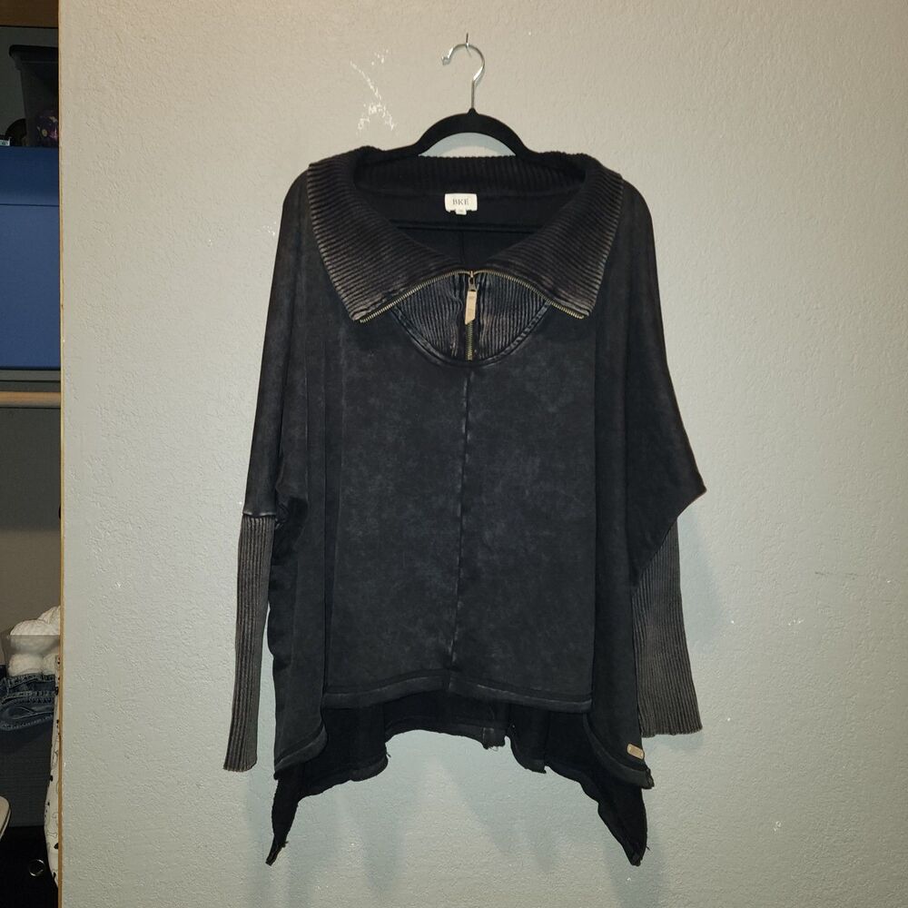 BKE Black Oversized Quarter Zip Pullover | OS